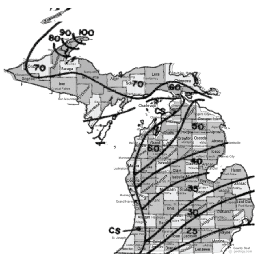 snow load chart michigan requirements